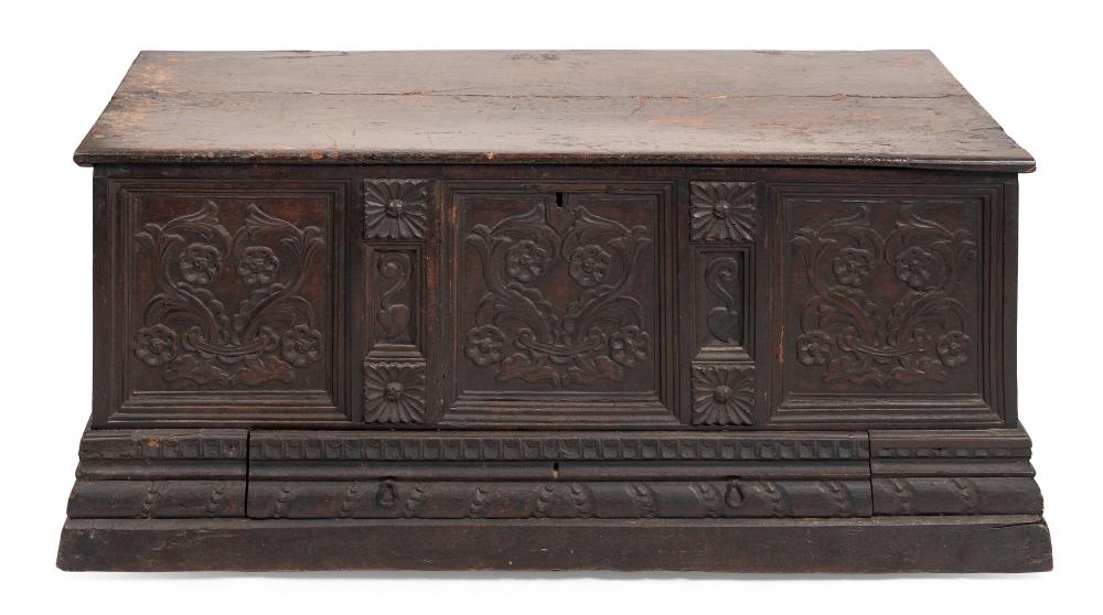 CONTINENTAL CARVED HARDWOOD COFFER