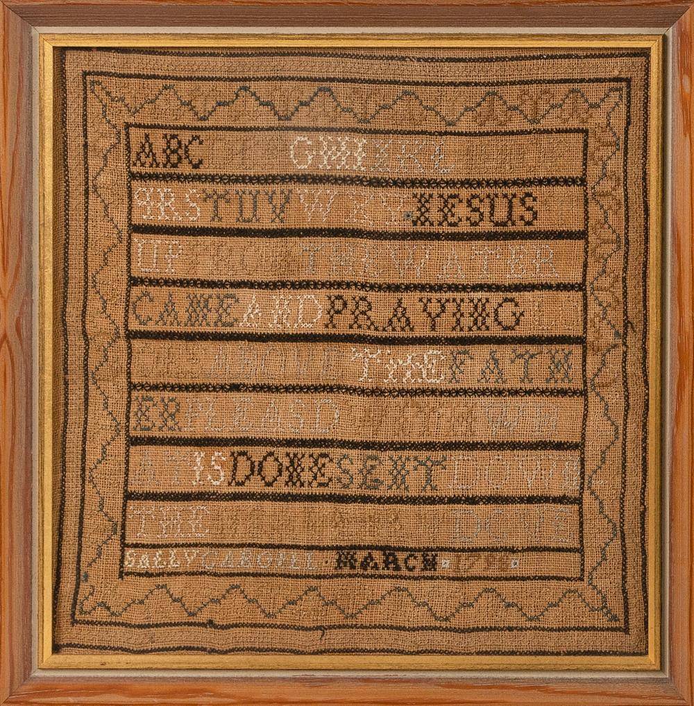 NEEDLEWORK SAMPLER CIRCA 1795 FRAMED 34e642