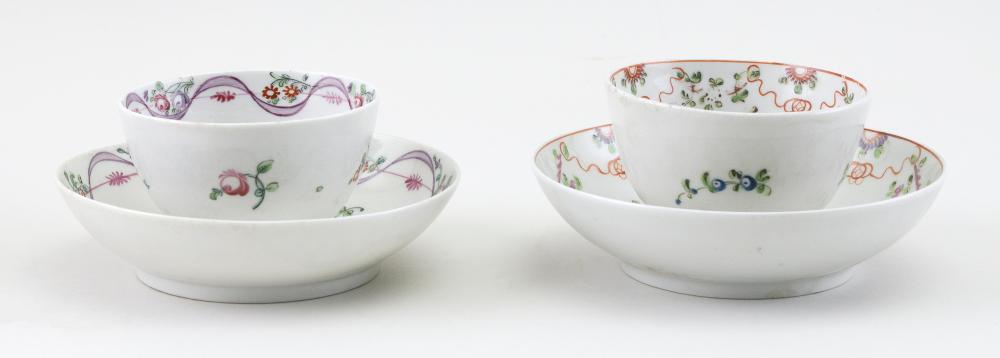 TWO PORCELAIN TEA BOWLS AND SAUCERS