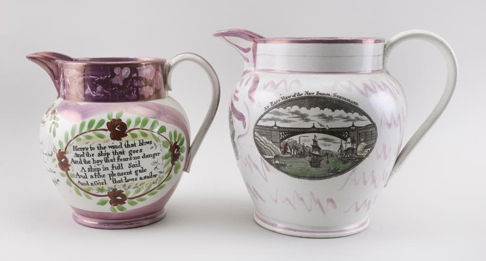 TWO SUNDERLAND PINK LUSTREWARE 34e699