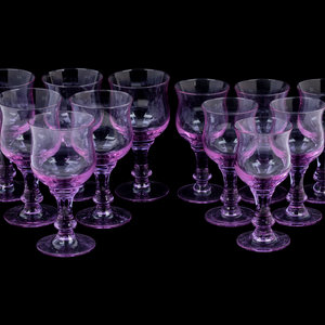 A Group of Colored Glass Stemware