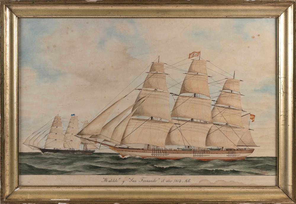 PORTRAIT OF TWO VESSELS BY PUJOL