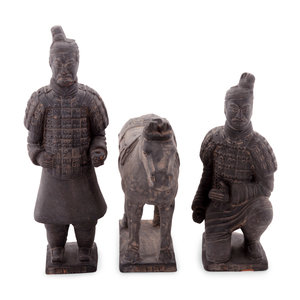 Three Chinese Terra Cotta Figures 20th 34e720