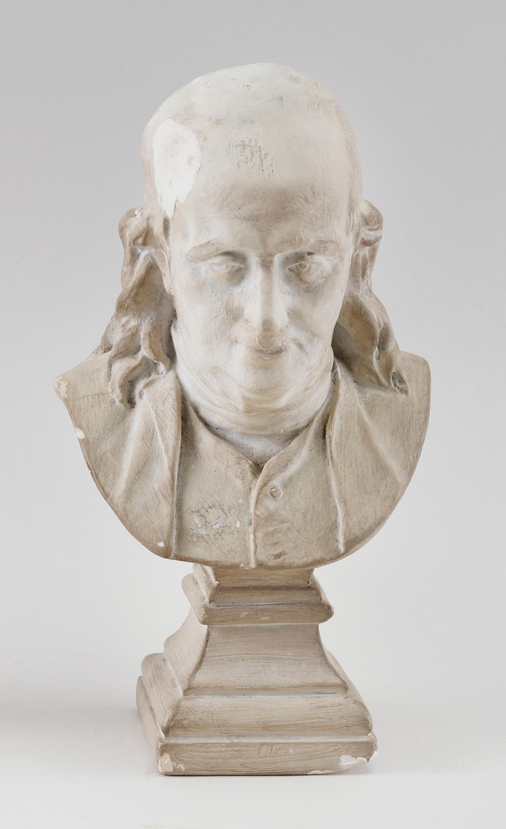 PLASTER BUST OF BENJAMIN FRANKLIN