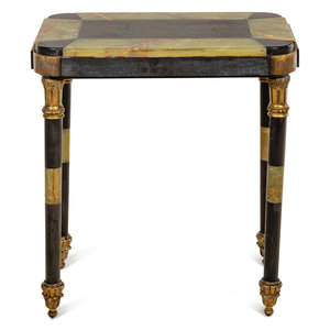 A Continental Onyx, Slate and Gilt Metal