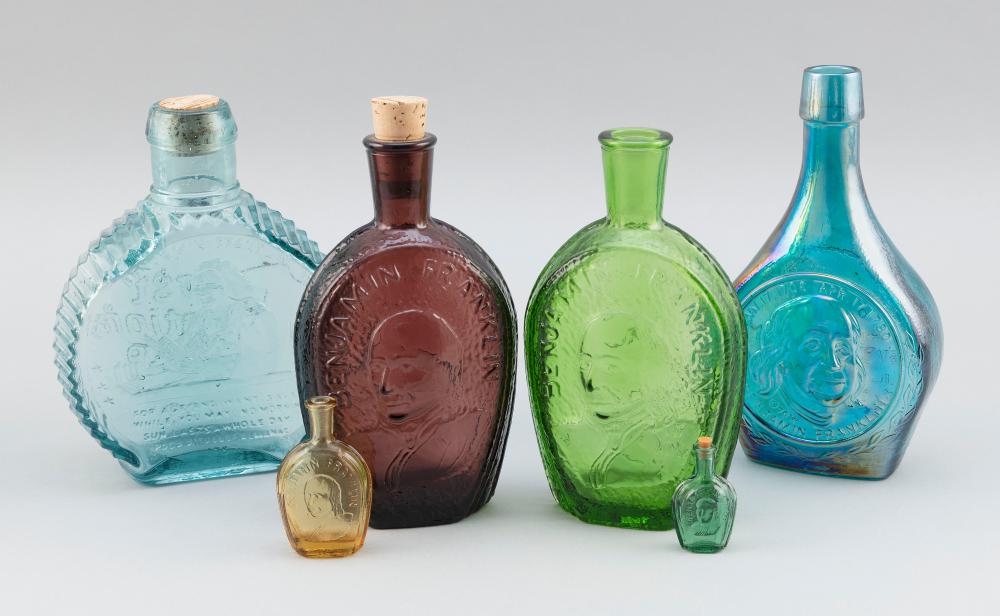 SIX GLASS BOTTLES WITH BENJAMIN 34e752
