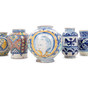 Five Continental Faience Articles