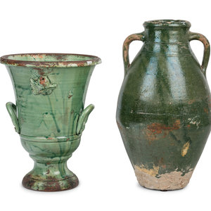 Two Green Glazed Pottery Articles 34e78b