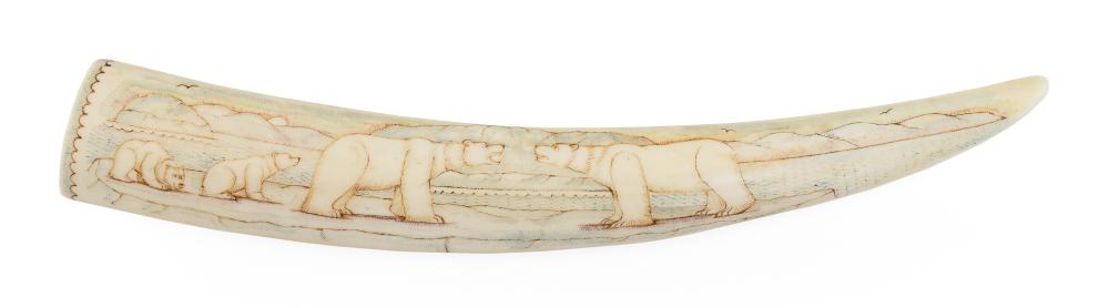 INUIT SCRIMSHAW ENGRAVED WALRUS