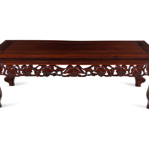 A Chinese Carved Rosewood Low Table
20th