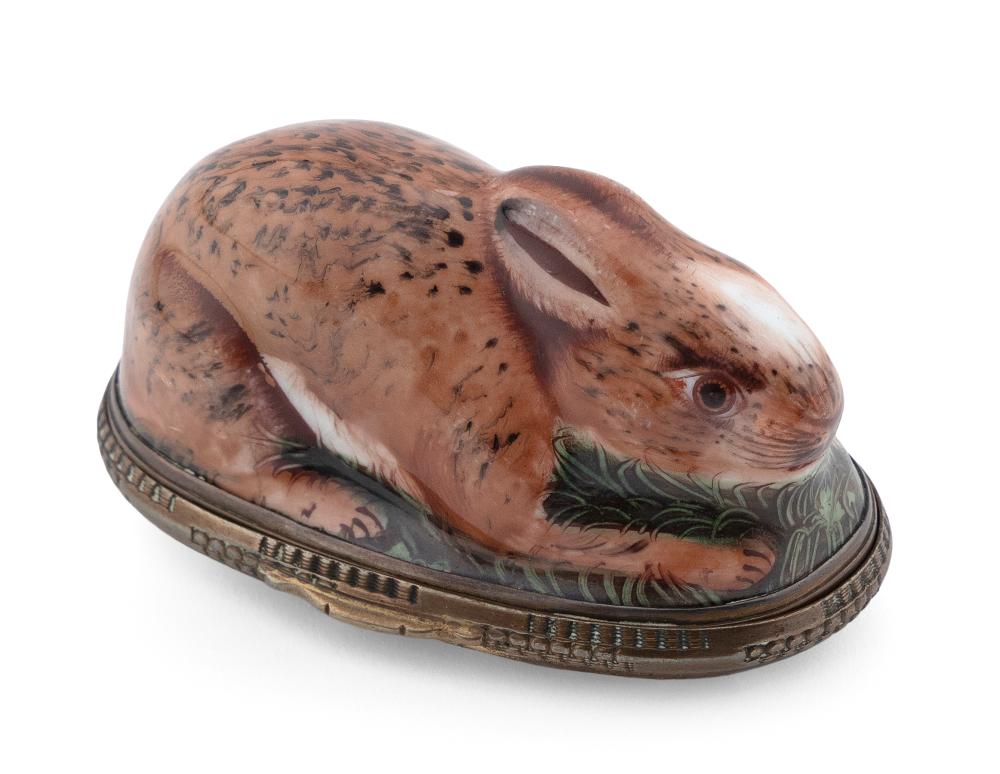 ENGLISH ENAMEL RABBIT BONBONNIERE