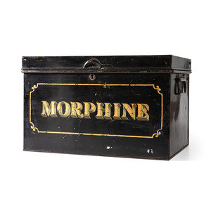 A Painted Tin Morphine Storage