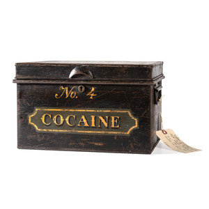 A Painted Tin Cocaine Storage Box 20th 34e96c