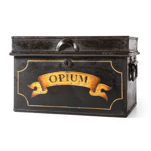 A Painted Tin Opium Storage Box 20th 34e967