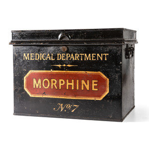 A Painted Tin Morphine Storage