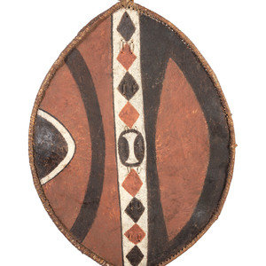 A Painted Leather African Shield