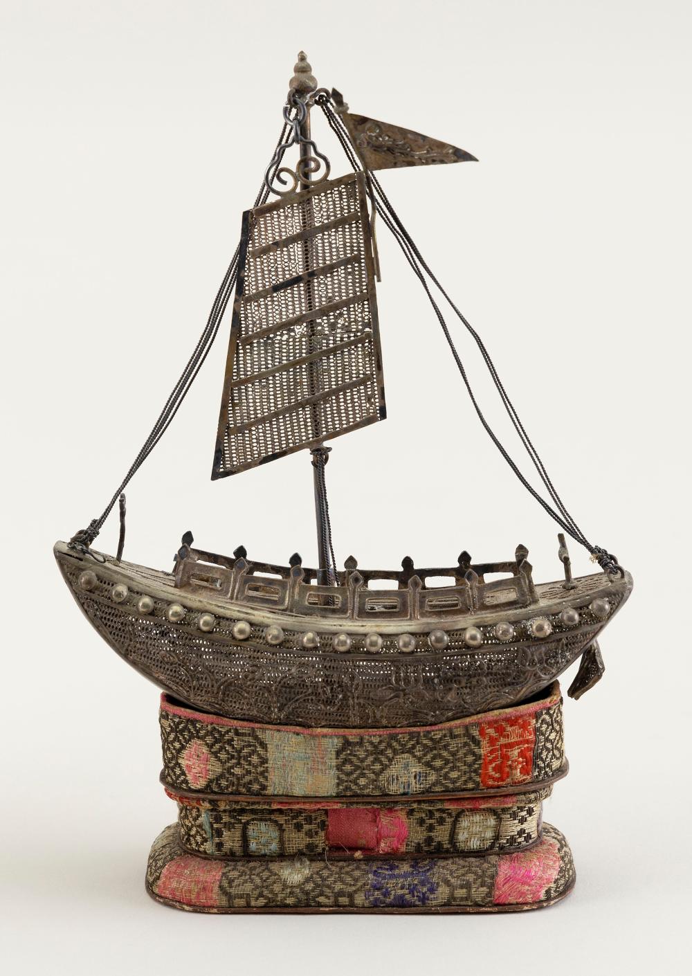 CHINESE SILVER MODEL OF A SAILBOAT