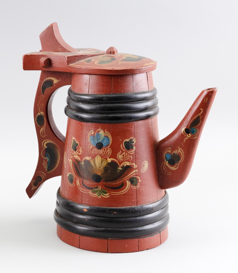 NORWEGIAN PAINTED WOODEN TANKARD