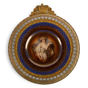 A French Porcelain Portrait Plate  Mounted