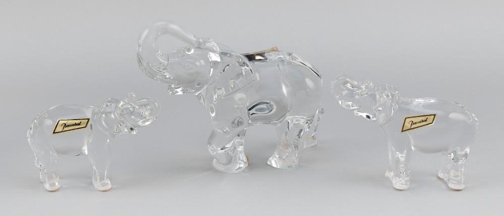 THREE BACCARAT CRYSTAL ELEPHANT 34eb18