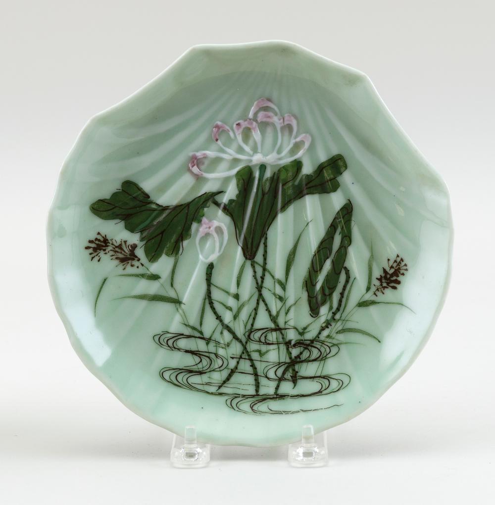 JAPANESE CELADON PORCELAIN SHELL-FORM