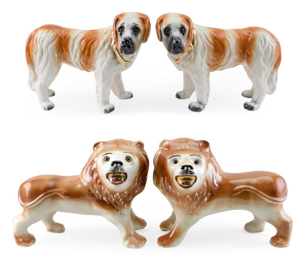 TWO PAIRS OF STAFFORDSHIRE ANIMAL 34ec32