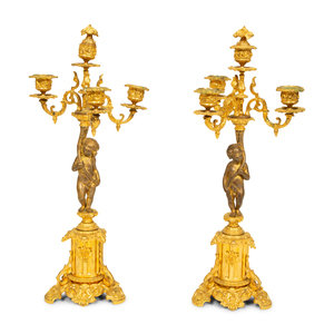 A Pair of Louis XV Style Gilt Bronze