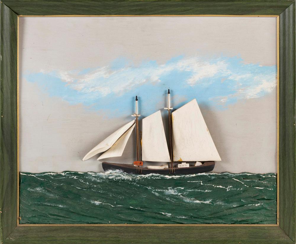 DIORAMA OF A TWO MASTED VESSEL 34ec85