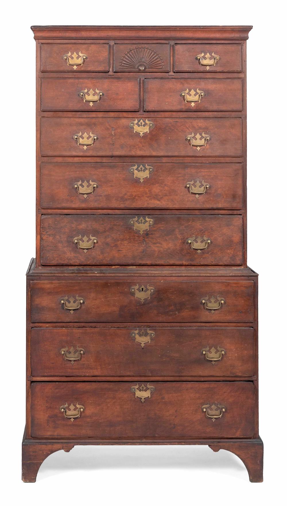 DIMINUTIVE CHIPPENDALE CHEST ON CHEST 34ecea
