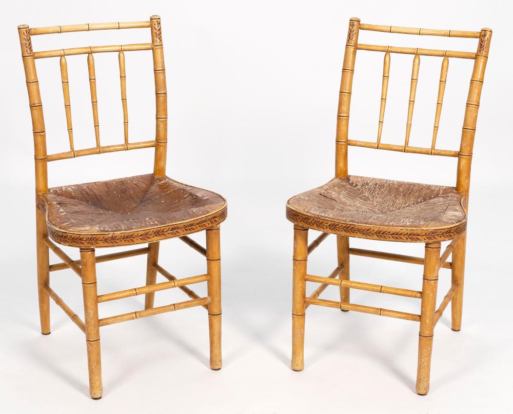 PAIR OF PAINTED BAMBOO FANCY CHAIRS