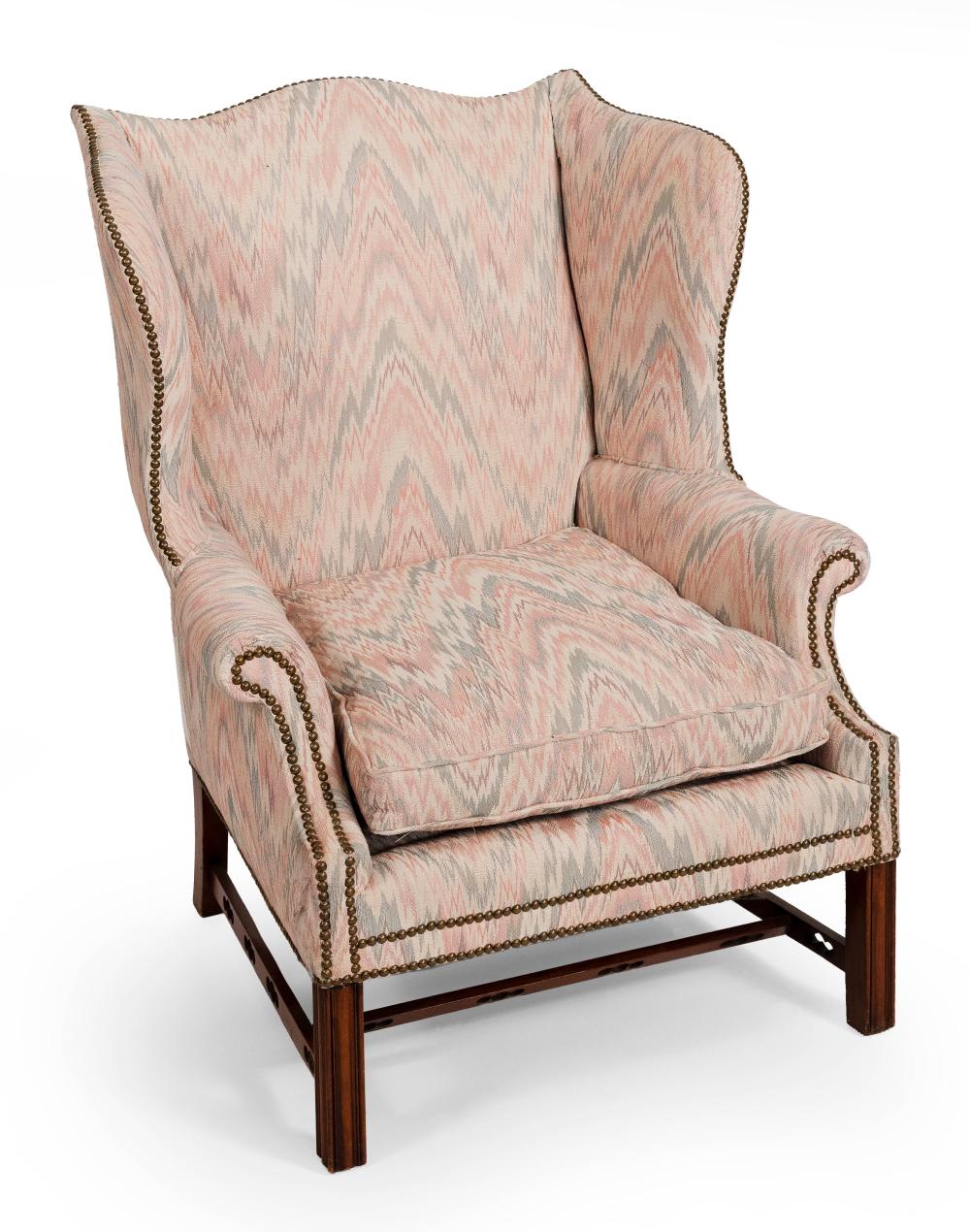 CHIPPENDALE-STYLE WING CHAIR WITH