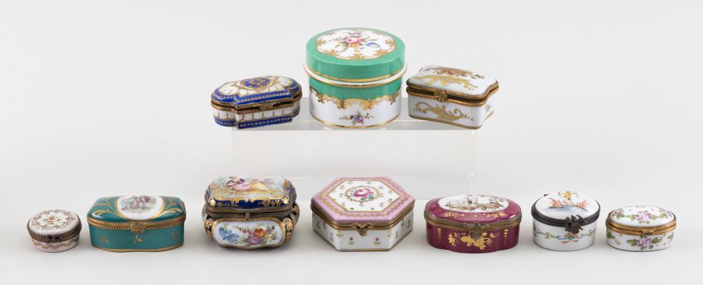 TEN FRENCH PORCELAIN BOXES LATE 34ee55