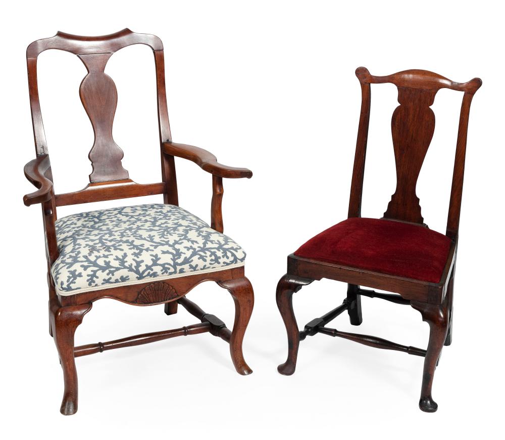 TWO QUEEN ANNE CHAIRS LATE 18TH