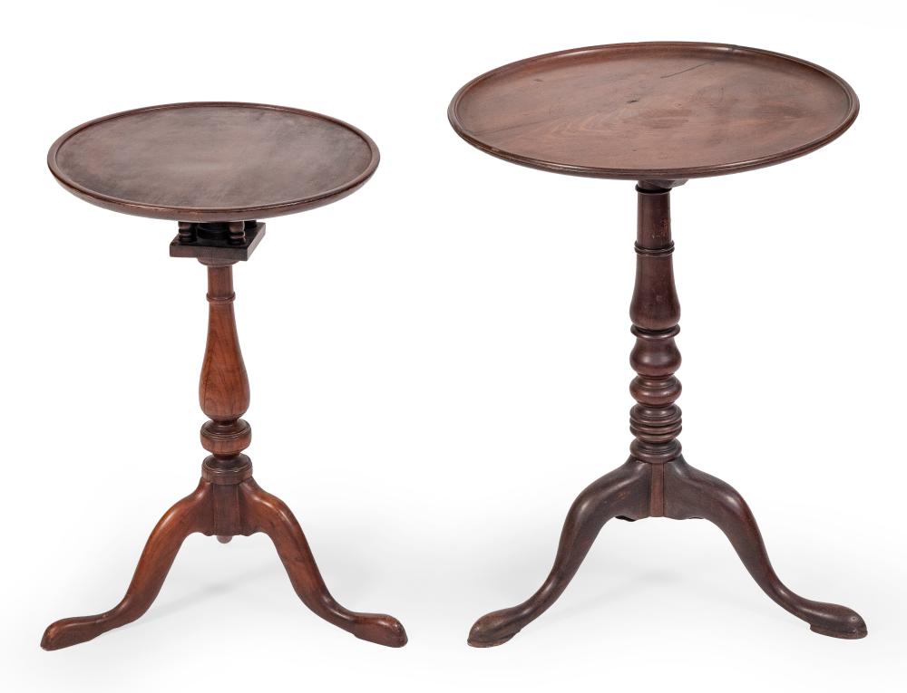 TWO QUEEN ANNE-STYLE DISH-TOP STANDS