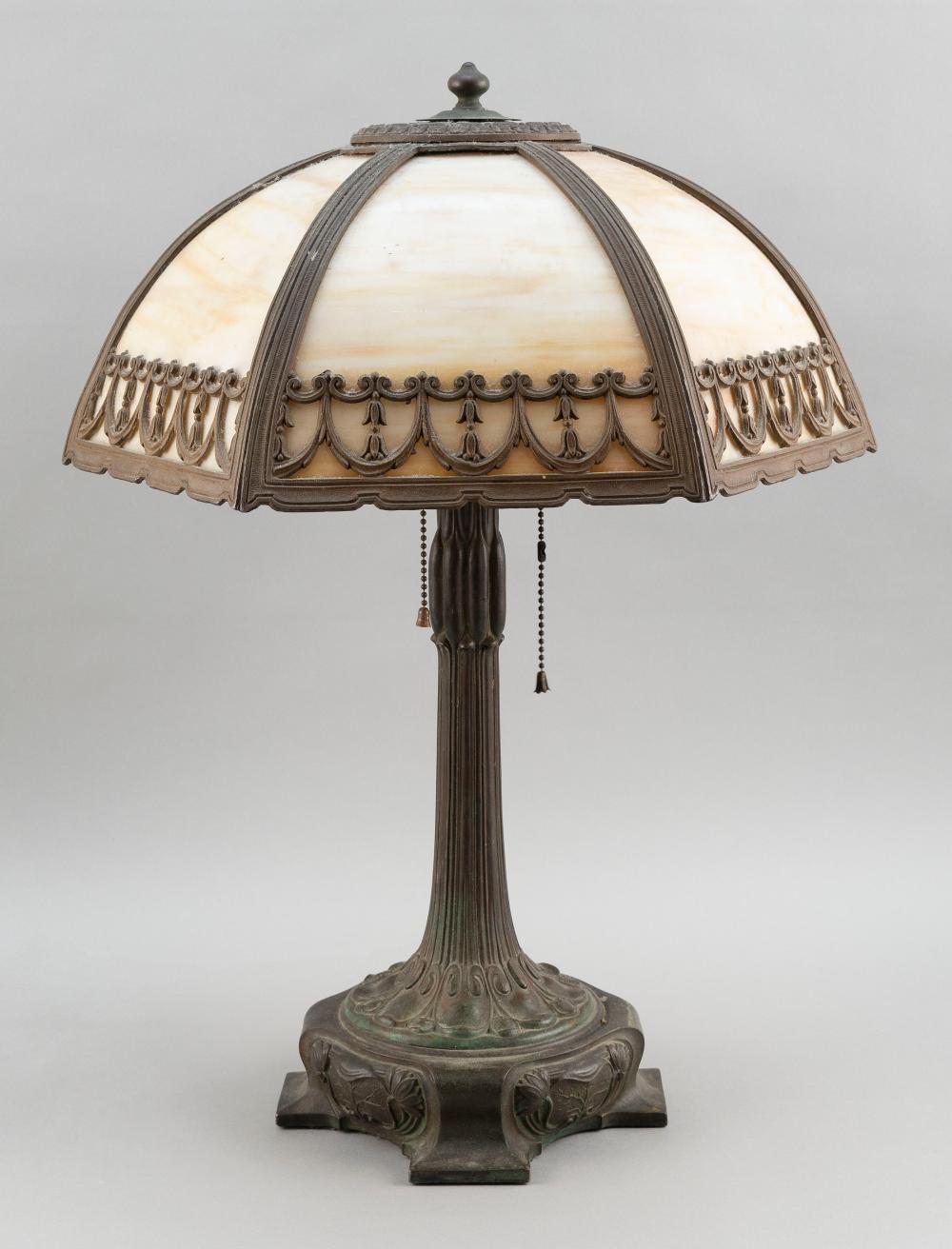 TABLE LAMP WITH ART NOUVEAU SLAG