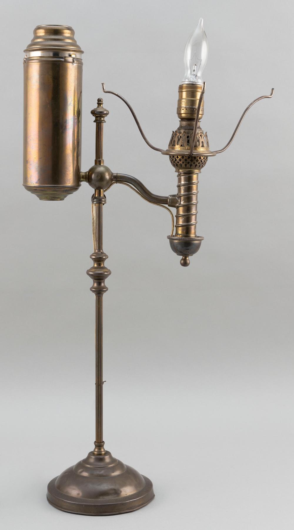 BRASS STUDENT LAMP 19TH CENTURY