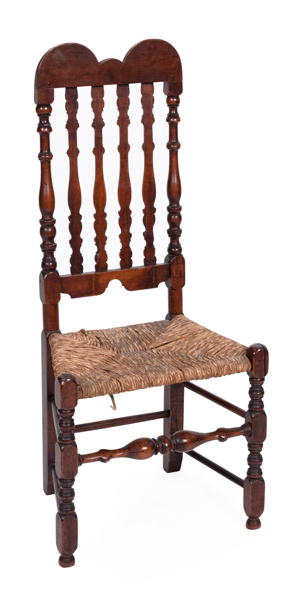 EARLY BANISTER-BACK RUSH-SEAT CHAIR