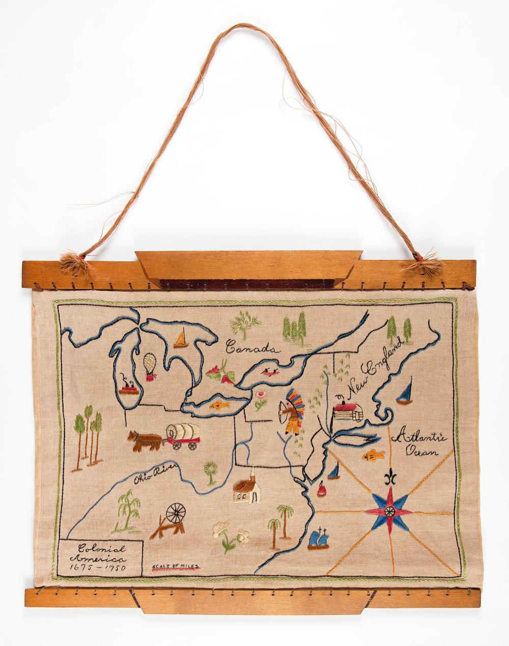 TWO NEEDLEWORKS: "COLONIAL AMERICA