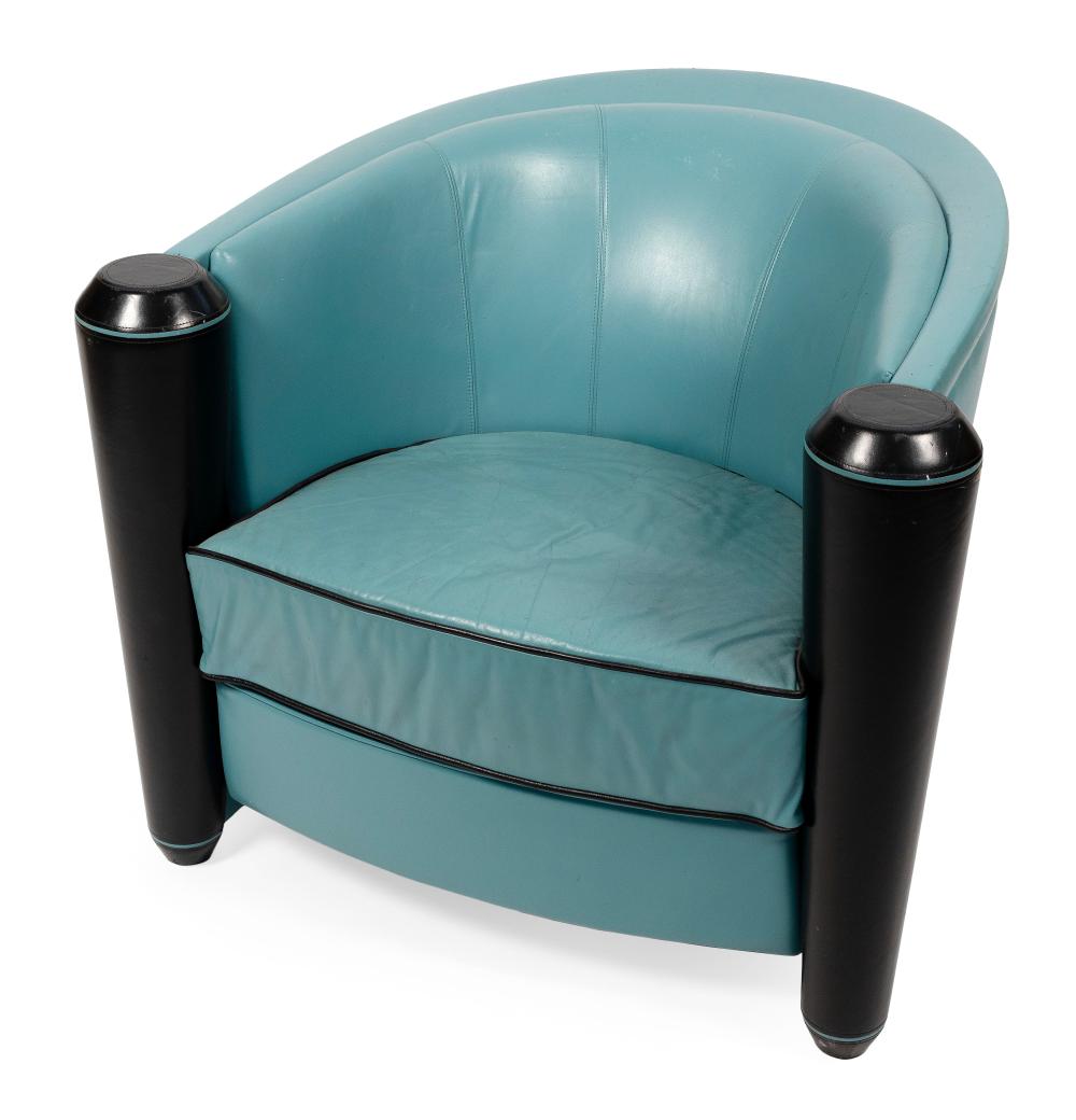 TEAL AND BLACK LEATHER UPHOLSTERED