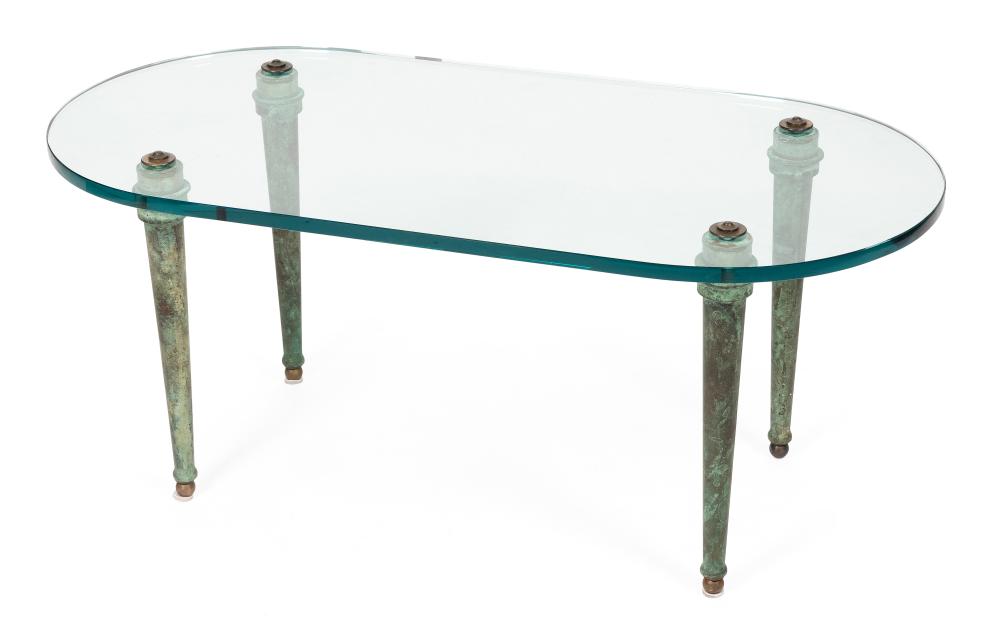OVAL GLASS TOP COFFEE TABLE LATE 34ef7d