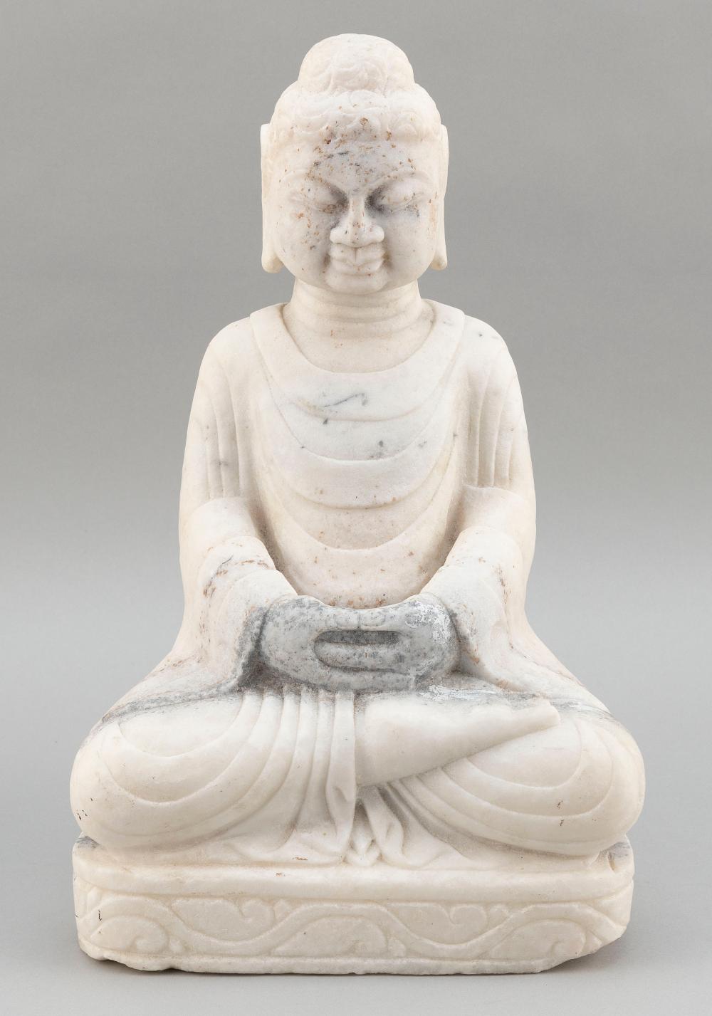 CHINESE WHITE MARBLE FIGURE OF