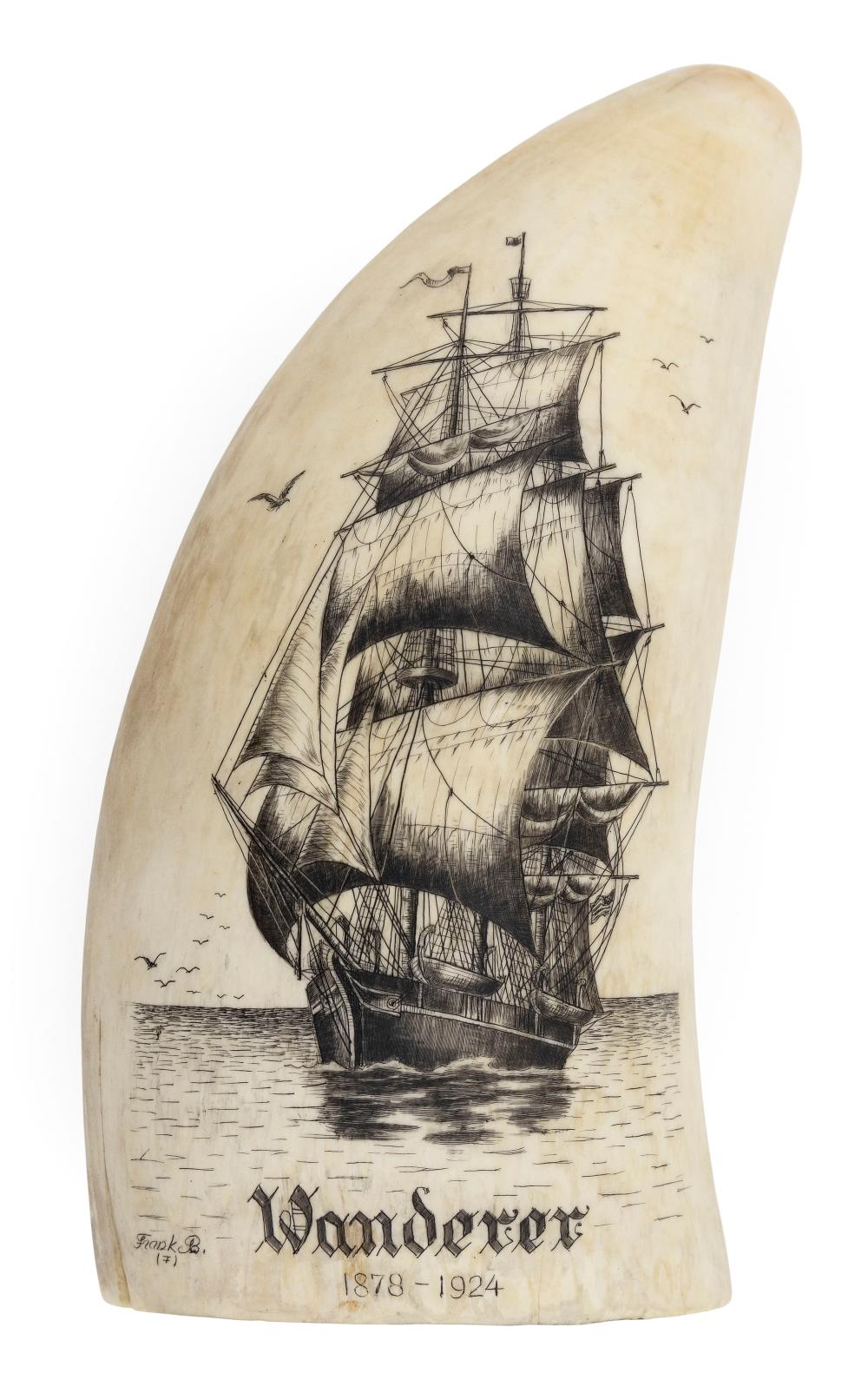  ENGRAVED WHALE S TOOTH BY FRANK 34f01f