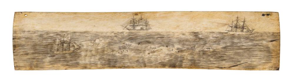 SCRIMSHAW PANBONE PLAQUE MID-19TH