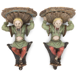 A Pair of Italian Carved and Polychrome