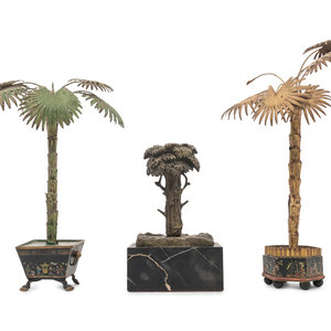 Two Cast Metal Models of Palm Trees