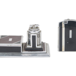 An Art Deco Aluminum Smoking Set Circa 34f180