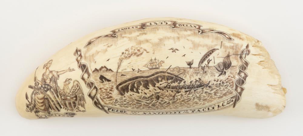  ENGRAVED WHALE S TOOTH WITH WHALING 34f1bd