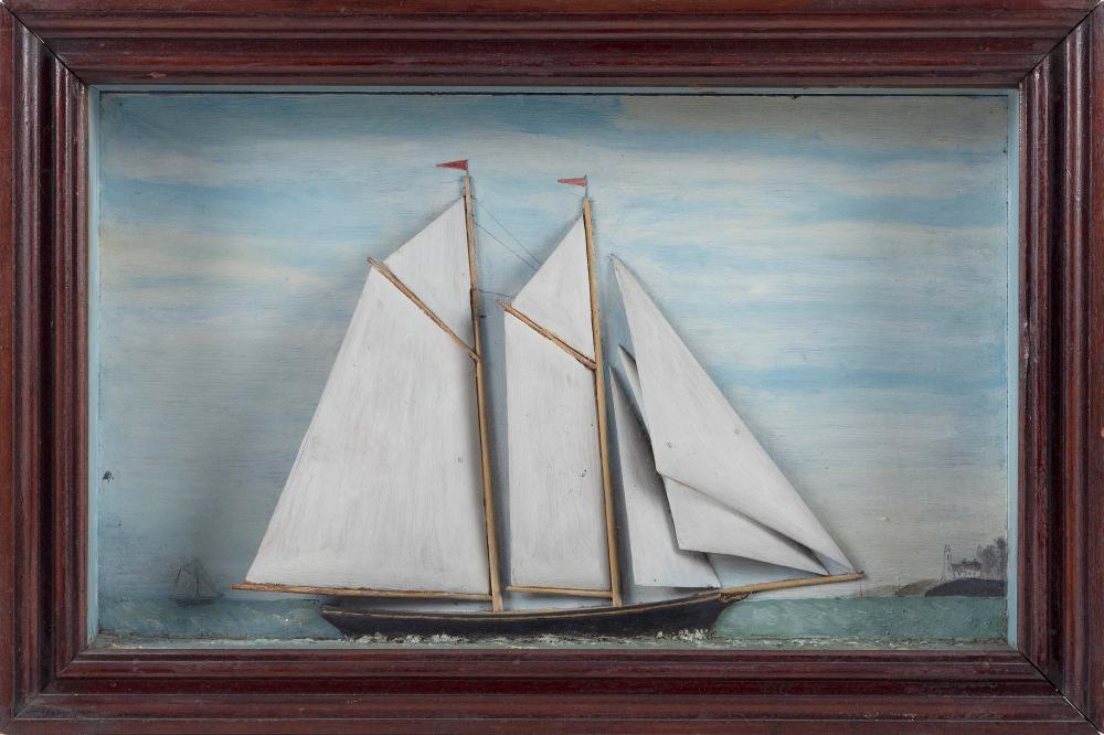 SHADOW BOX MODEL OF A SCHOONER