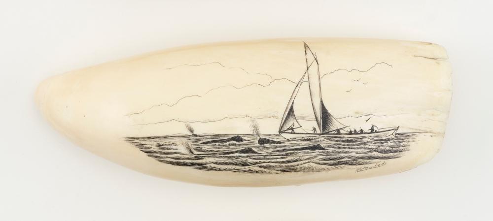  ENGRAVED WHALE S TOOTH DEPICTING 34f230