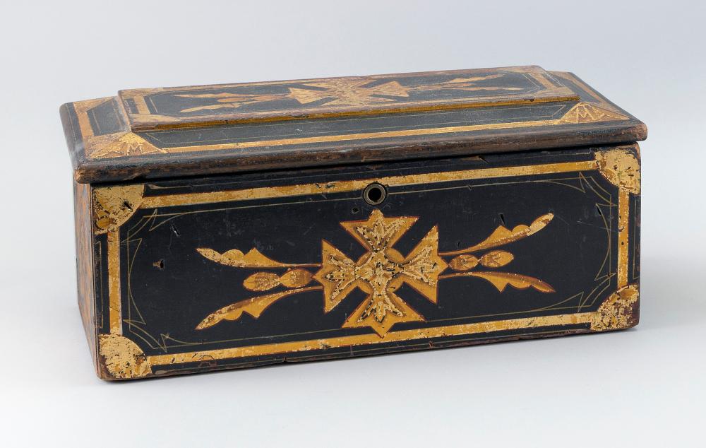 GILT DECORATED DOCUMENT BOX LATE 34cba5